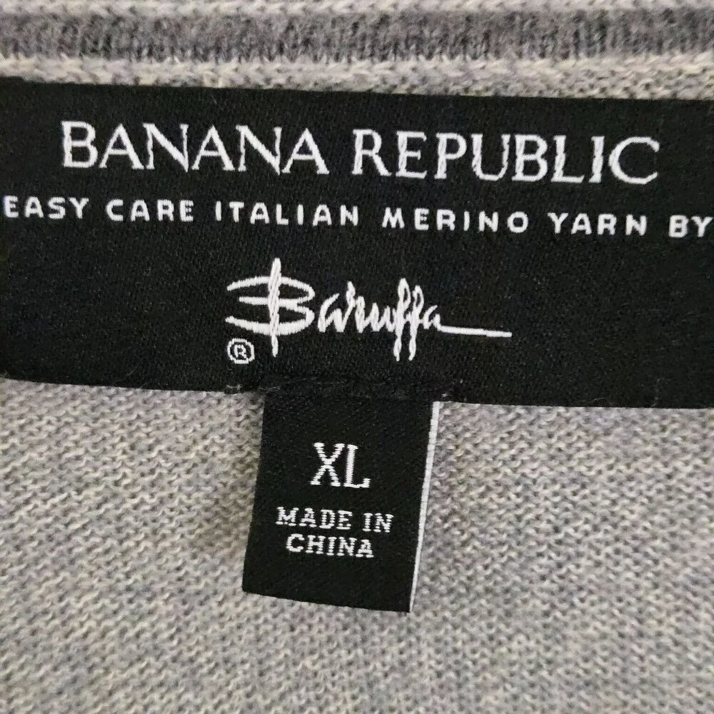 Banana Republic Baruffa Italian Merino Wool Gray Sweater Size XL